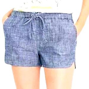 J Crew 3” Chambray Drawstring Shorts Navy EUC